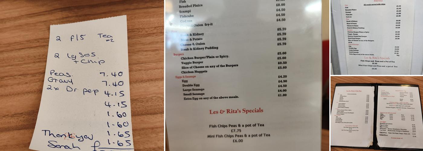 Les & Rita's Fish Bar Menu