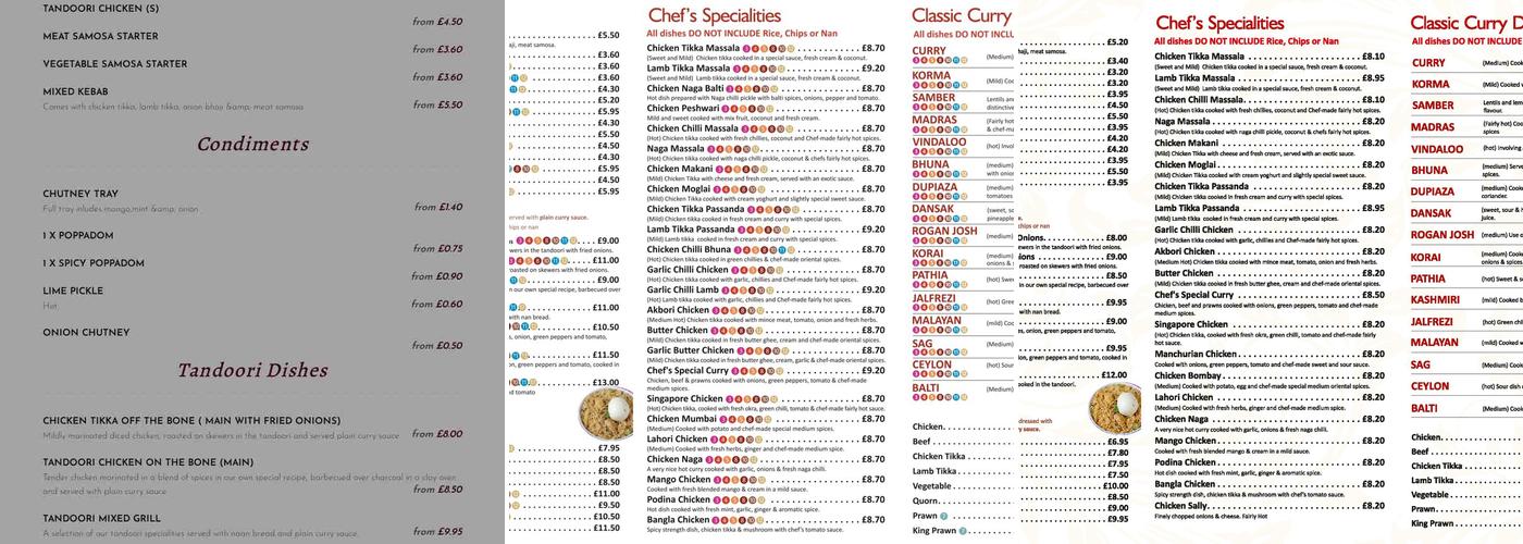 Rhyl Tandoori Menu