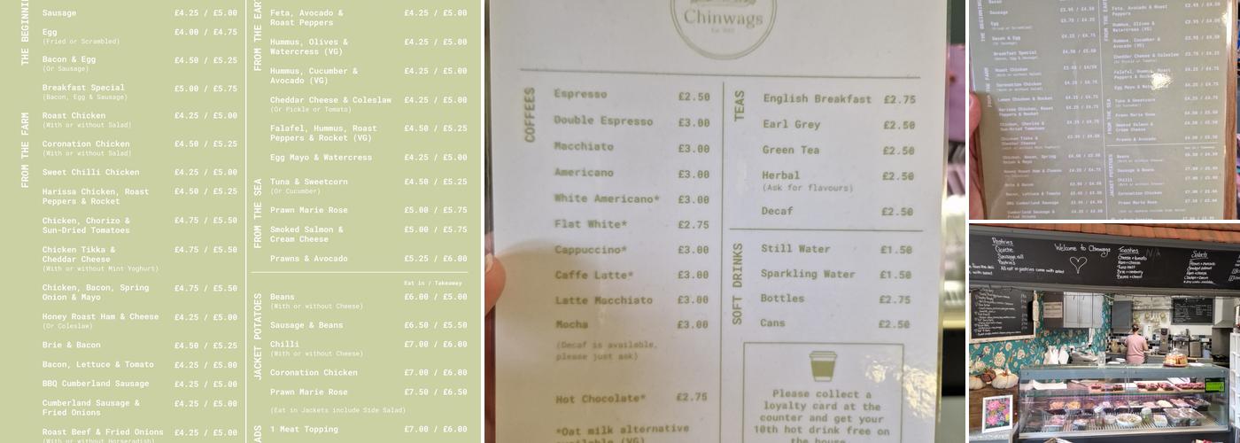 Chinwags Menu