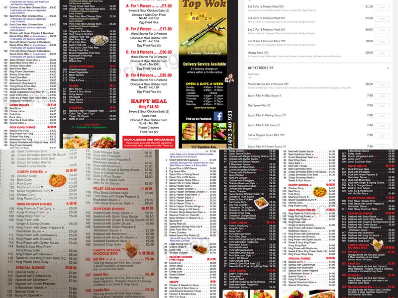 Top Wok Chinese Takeaway Menu
