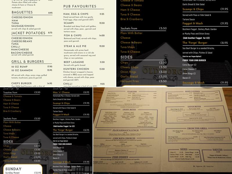 The Old Forge Inn Menu