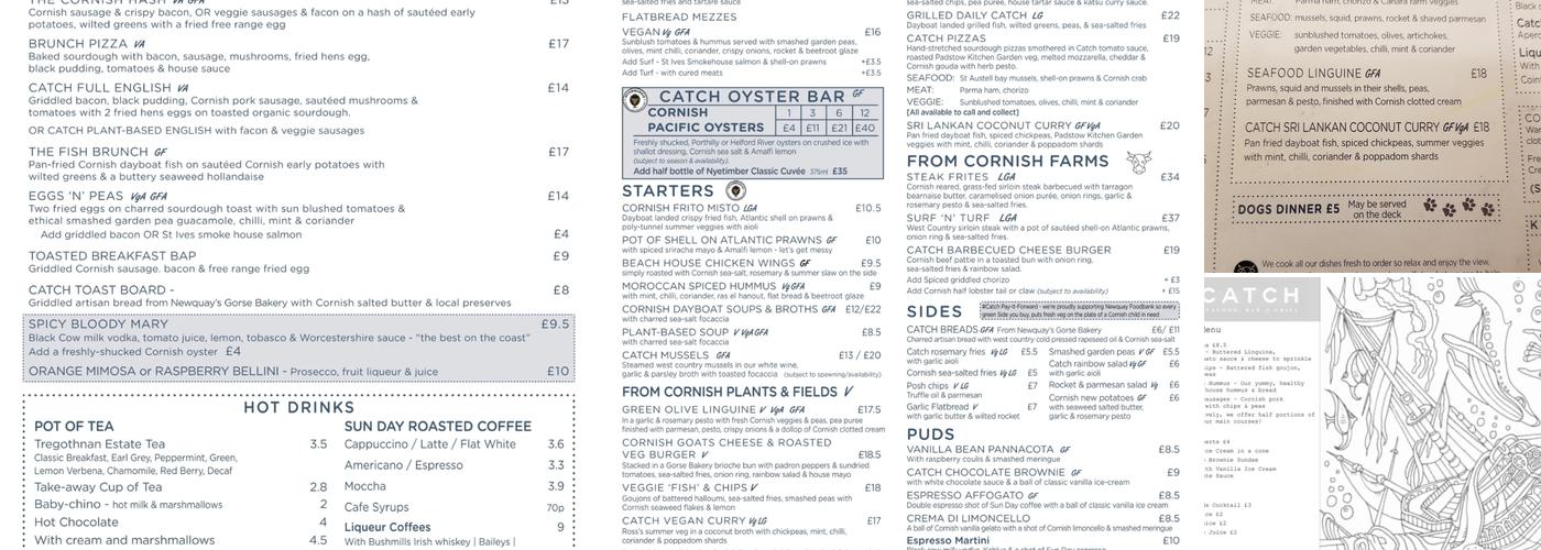 Catch Seafood, Bar & Grill Menu