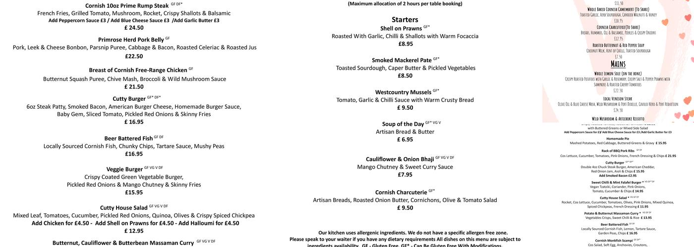 The Cutty Sark Restaurant and Bar Menu