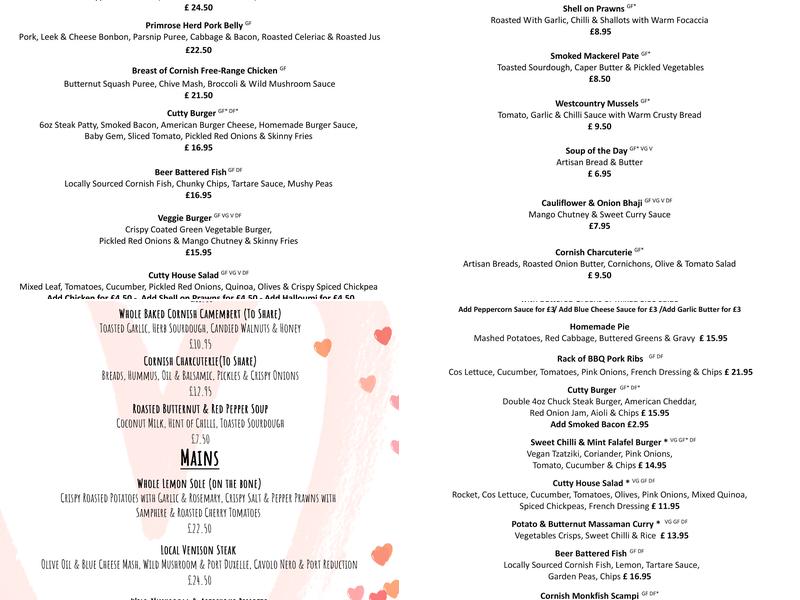 The Cutty Sark Restaurant and Bar Menu