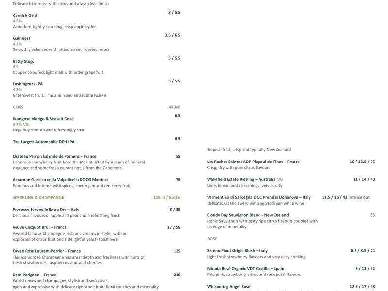 The Thomas Daniell Menu