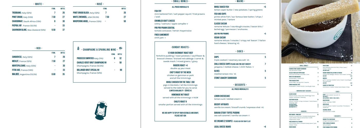 The Working Boat Menu