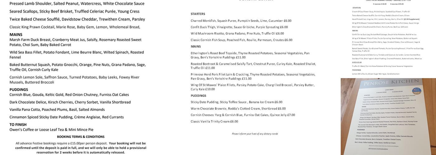 Penrose Kitchen Menu