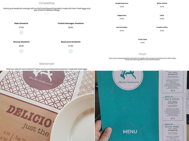 Aksular Restaurant Menu