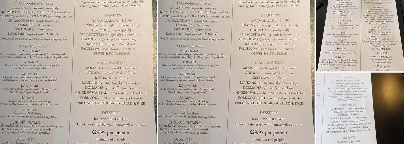 El Greco Menu