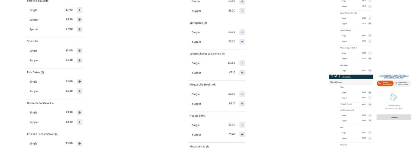 Crolla's Takeaway Menu