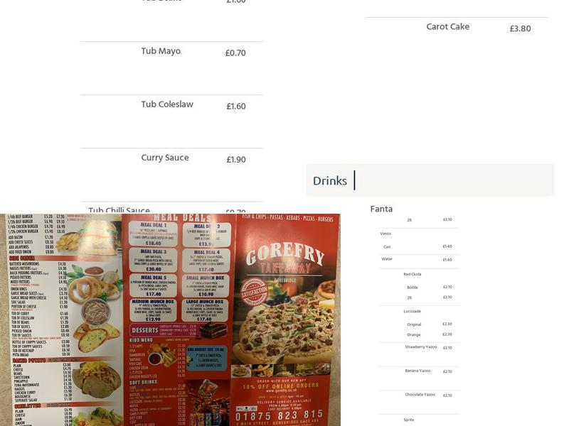 Gorefry Takeaway Menu
