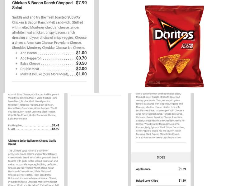 Subway Menu