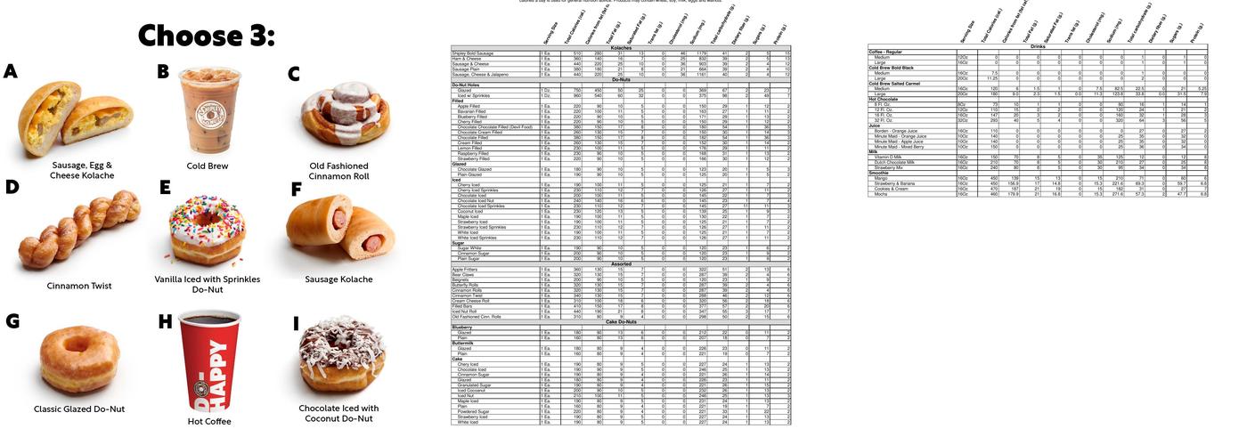 Shipley Do-Nuts Menu