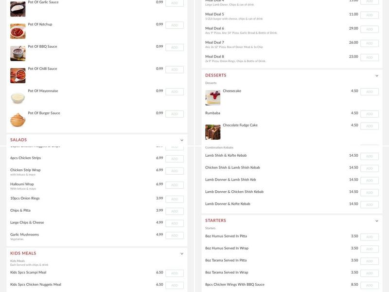Istanbul Kebab Pizza & Burgers Menu