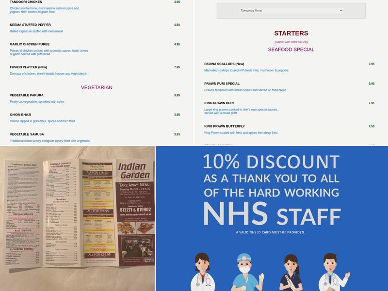 Indian Garden Restaurant and Takeaway Menu