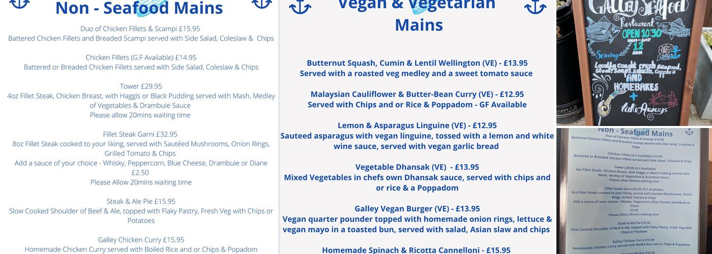 The Galley Whitehills - Waterfront Cafe & Fish Restaurant Menu