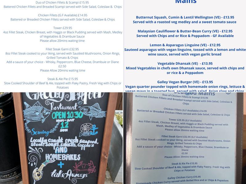 The Galley Whitehills - Waterfront Cafe & Fish Restaurant Menu