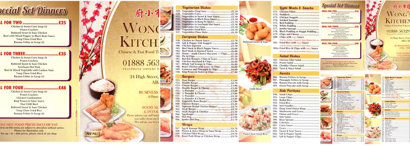 Wong's Kitchen Menu