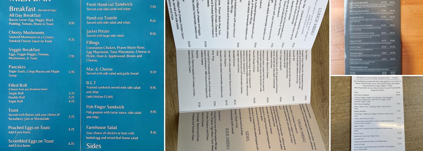 Powmill Milk Bar Menu