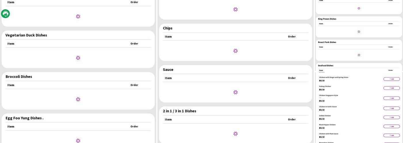 China Town Restaurant Menu