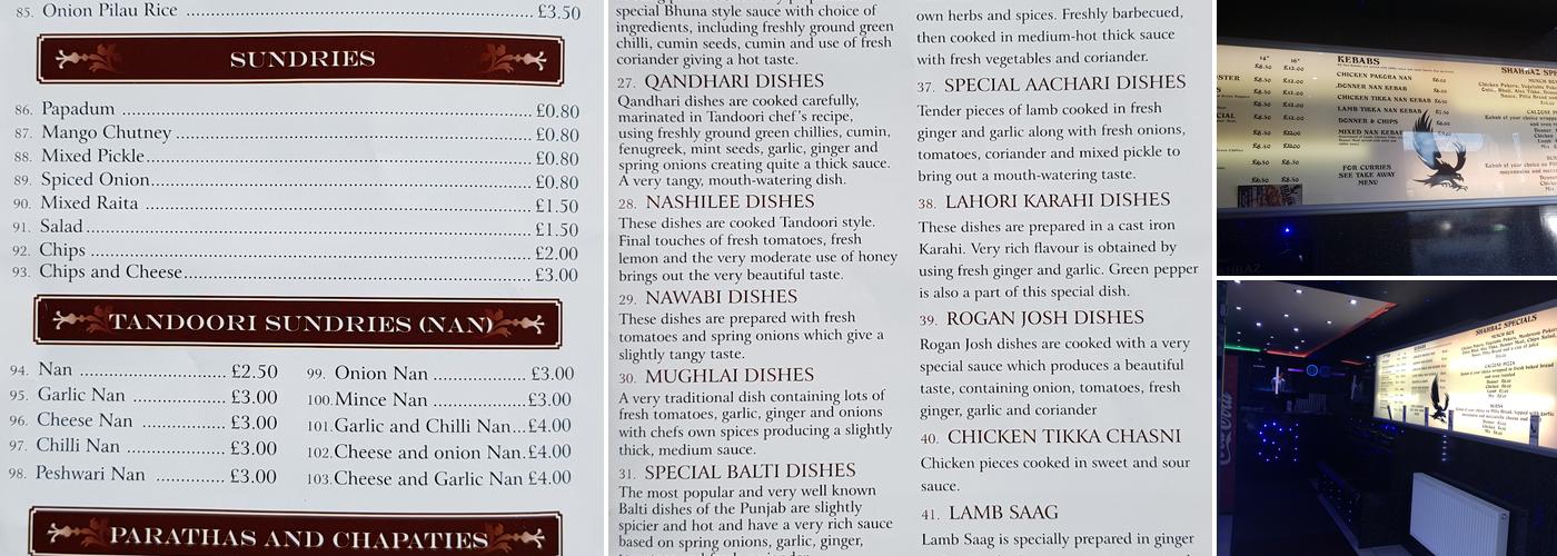 Shahbaz Tandoori Takeaway Menu