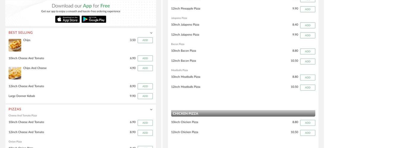 Mario's Pizza & Kebab House Menu