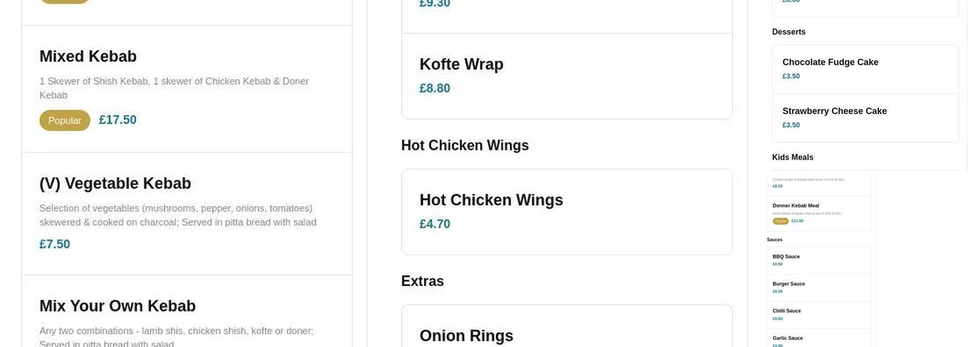 Bodrum Takeaway Menu