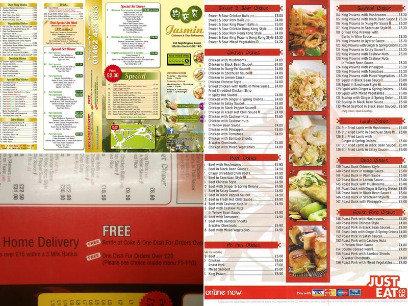 Jasmine Chinese Takeaway Menu