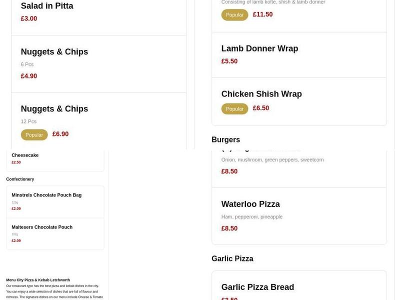 City Kebab House Menu