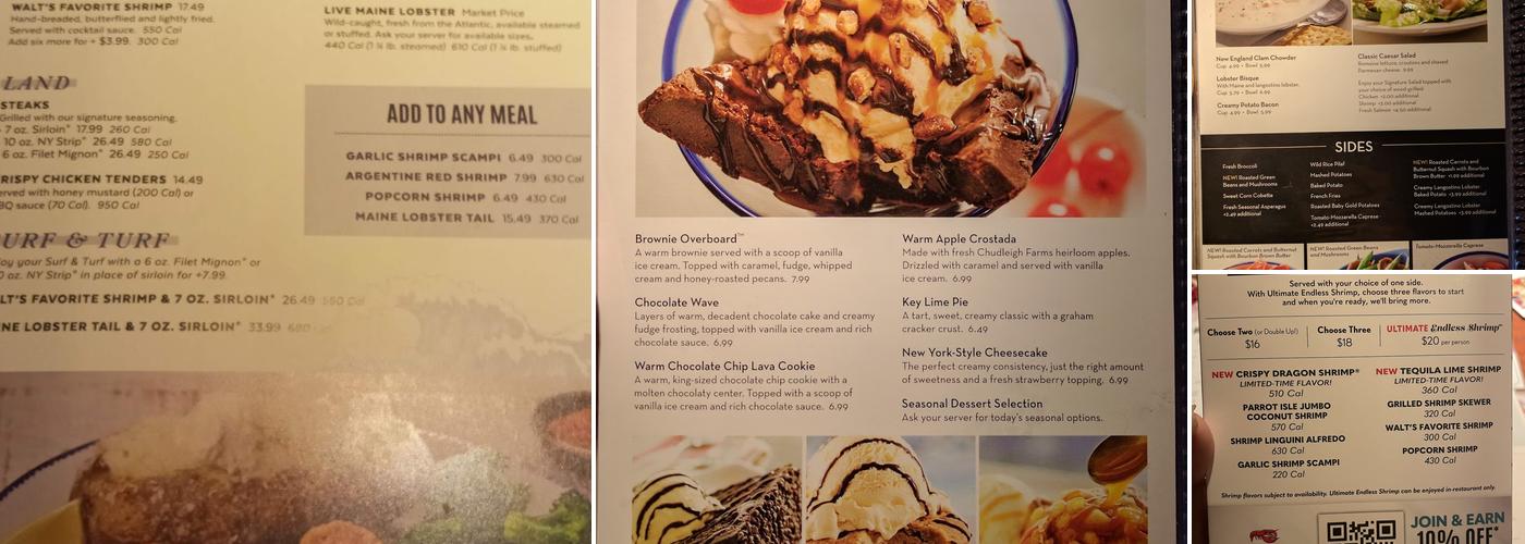 Red Lobster Menu