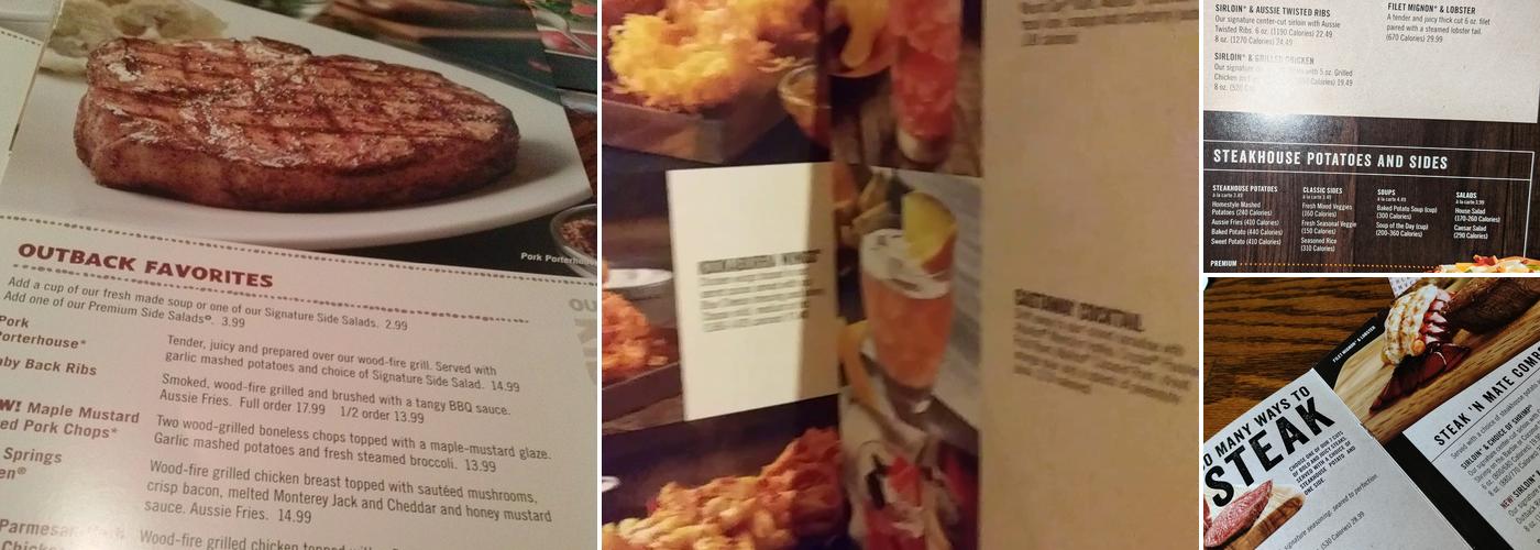 Outback Steakhouse Menu