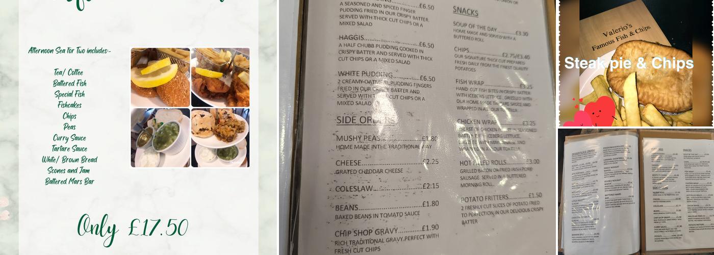 Valerio's Fish and Chips Menu
