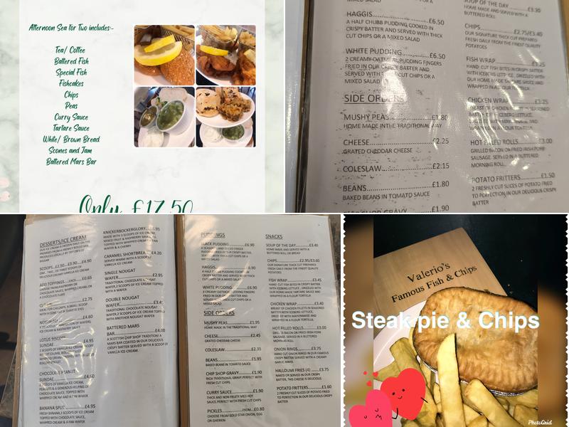 Valerio's Fish and Chips Menu