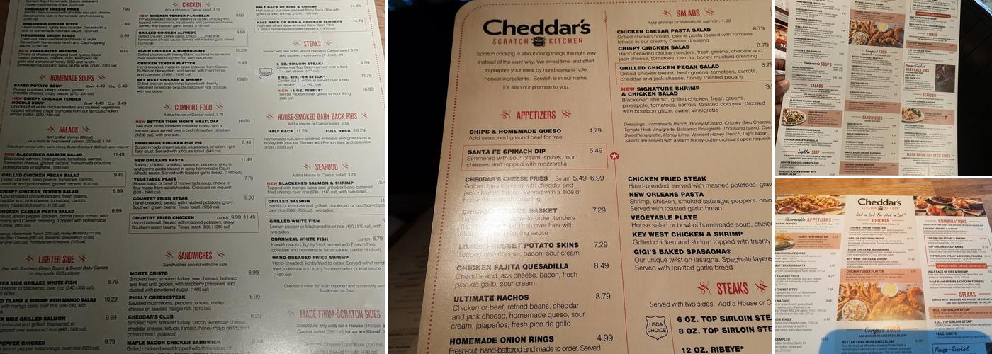 Cheddar's Scratch Kitchen Menu