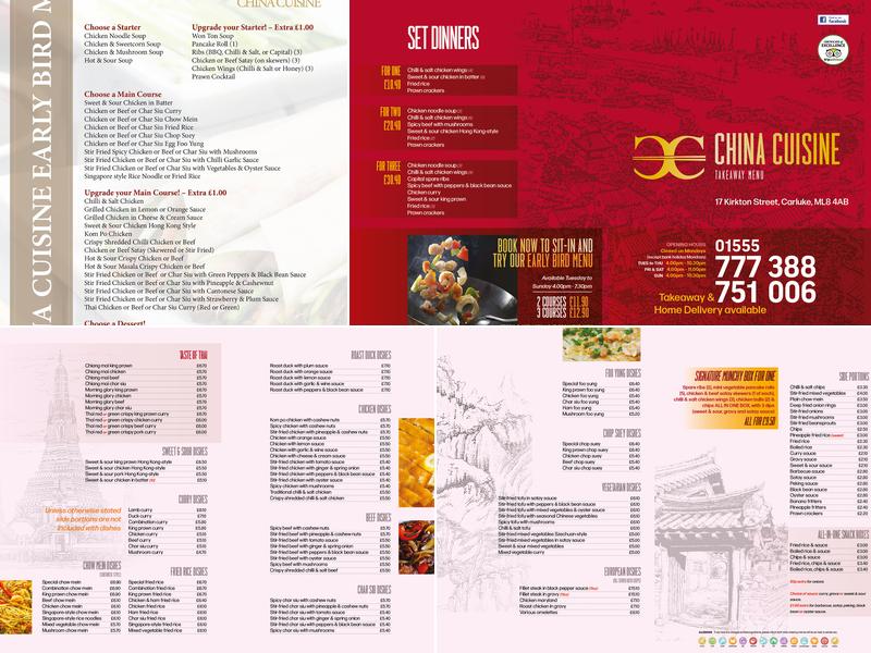 China Cuisine Carluke Menu