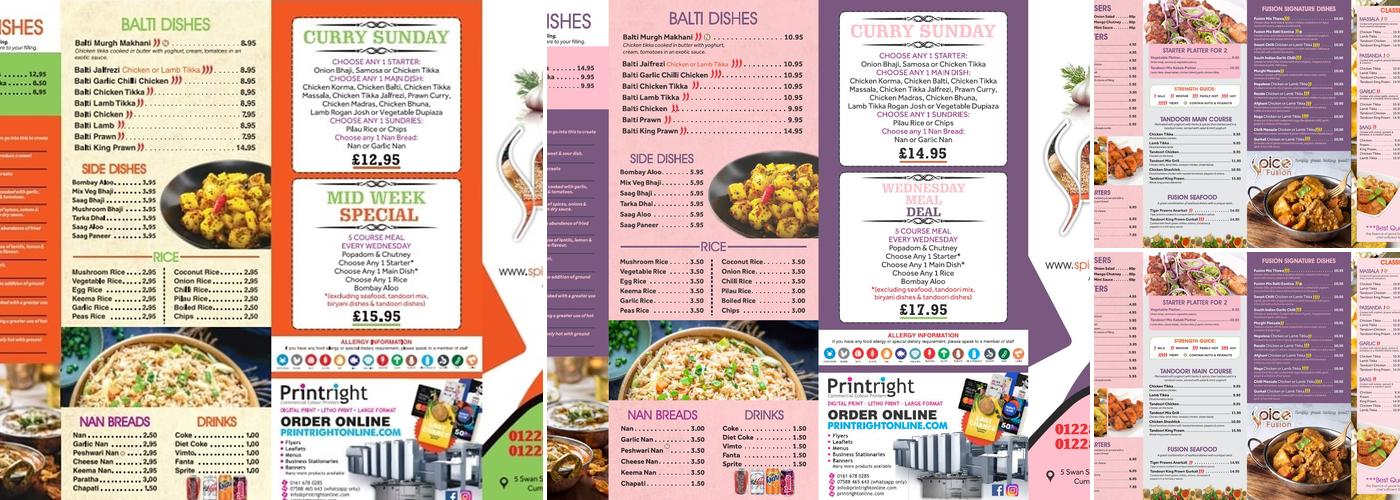 Spice Fusion Menu