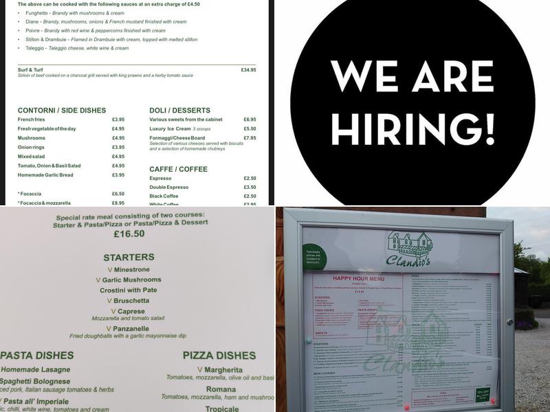 Claudios Restaurant Menu