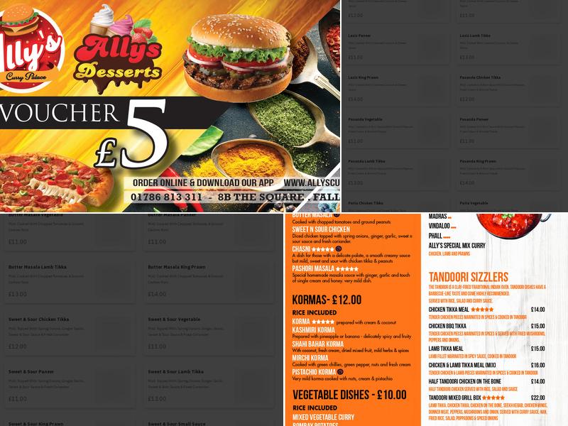 Ally's Curry Palace Menu