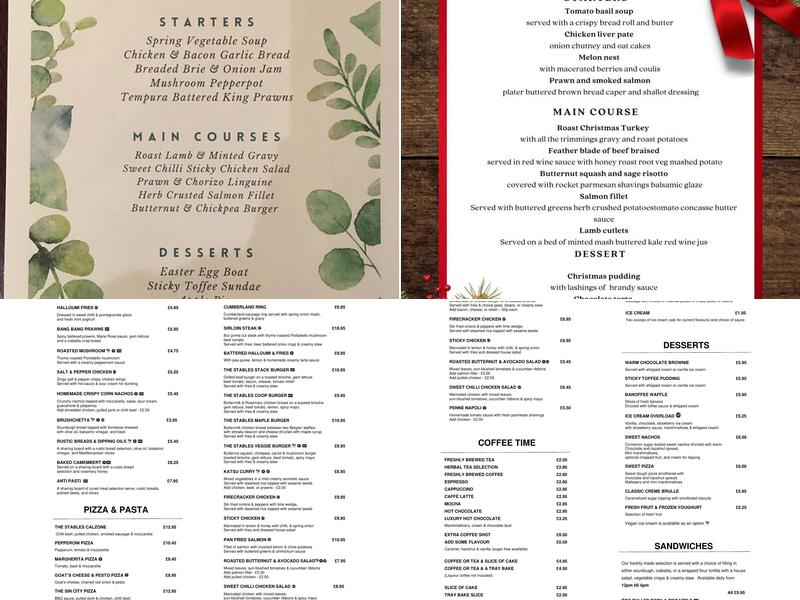 The Stables Bar & Kitchen Menu