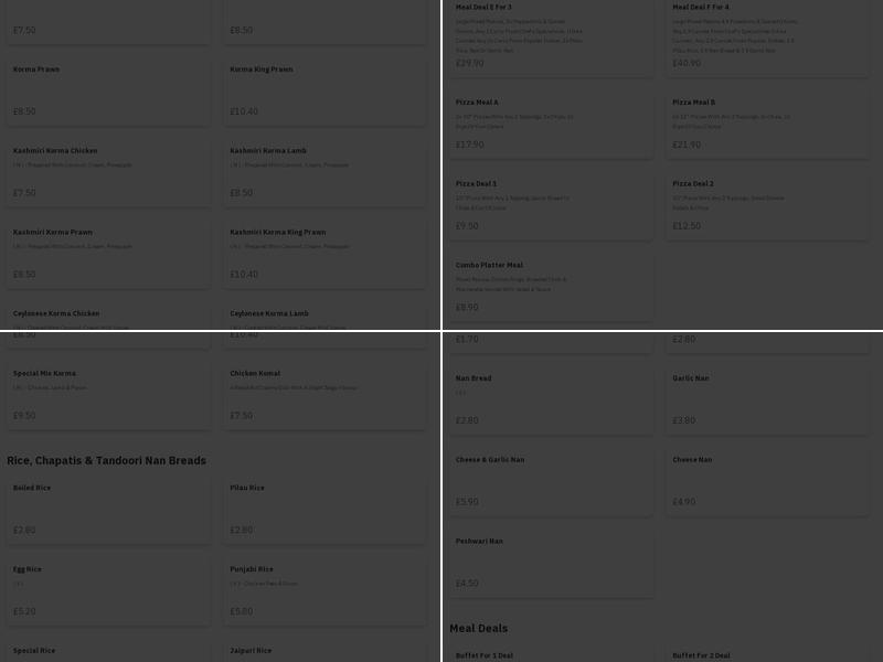 All In One Tandoori Menu