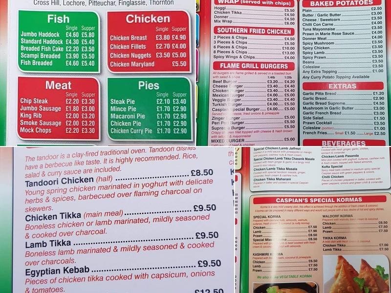 Caspian Fast Food Cardenden Menu