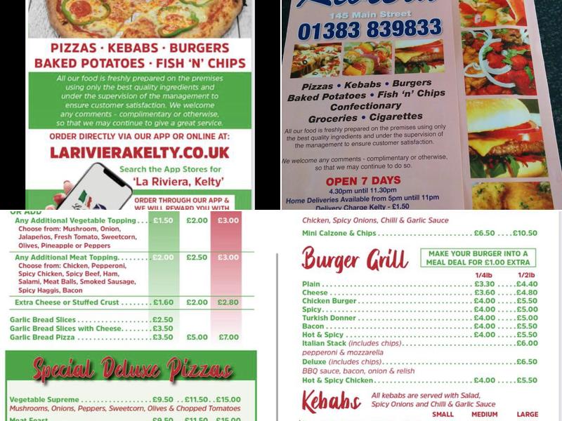 La Riviera Chip Shop Menu