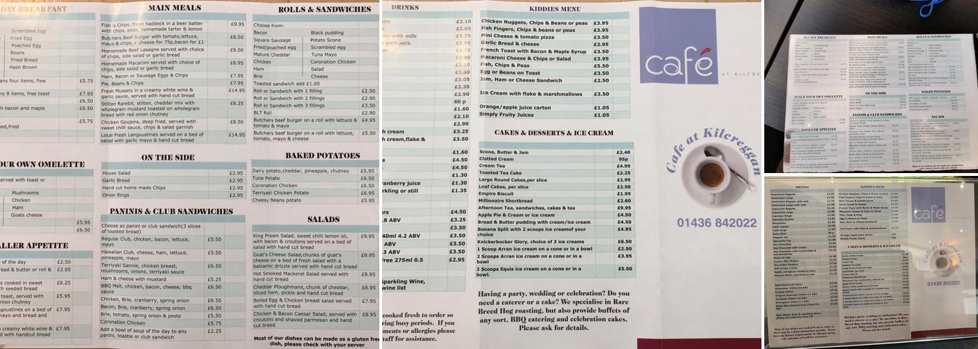Cafe At Kilcreggan Menu