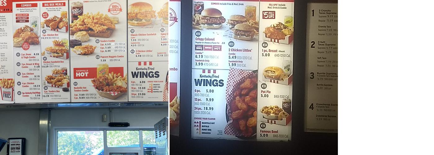 KFC Menu