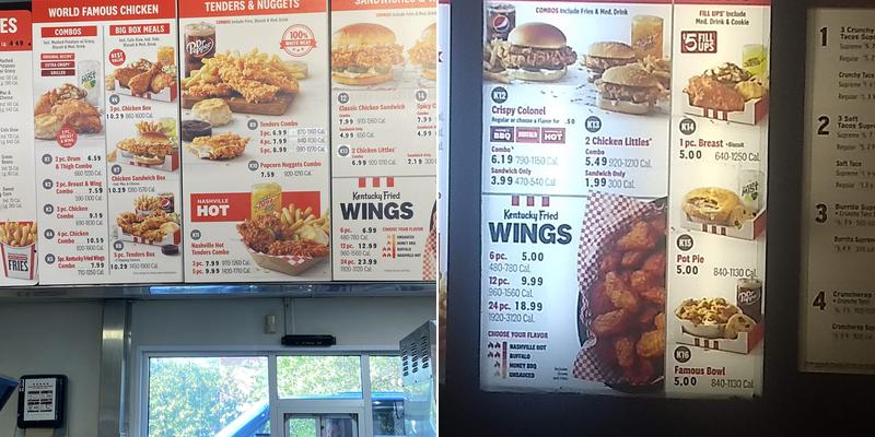KFC Menu