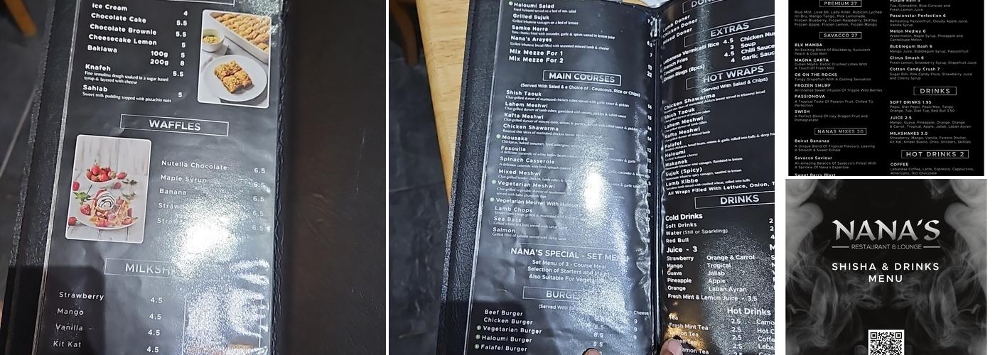 Nana's Restaurant & Lounge Menu