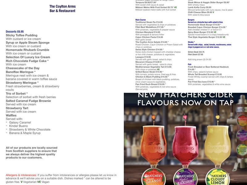 The Coylton Arms Menu