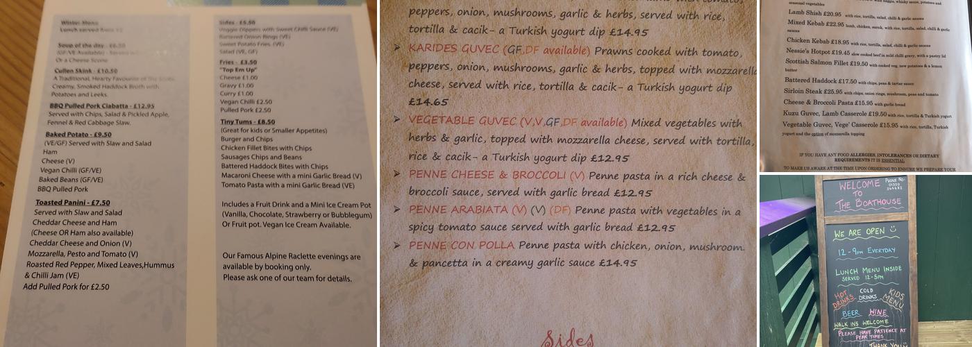 The Boathouse Restaurant Menu