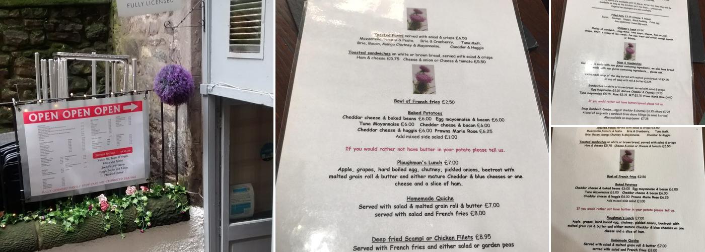 Jaggy Thistle Food Stop Menu