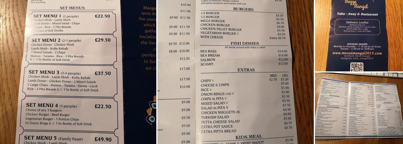 mezze mangal Menu